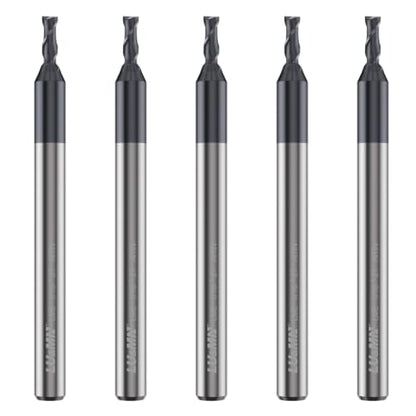 Carbide Square End Mill - 2 Flute - 1/16" 2T (5 Piece, 1/16") - for Milling Alloy Steels, Hardened Steel, Metal & More – Mill Bits Sets for DIYers & Professionals by LU&MN - size: 1/16"