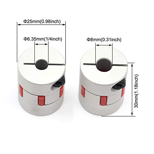 2PCS 6.35mm to 8mm Aluminium Plum Flexible Shaft Coupling Diameter25mm Length30mm 6.35x8mm Motor Connector Flexible Coupler for 3D Printer CNC Machine and Servo Stepped Motor（6.35x8mm） - size: 6.35x8mm, style: D25 L30