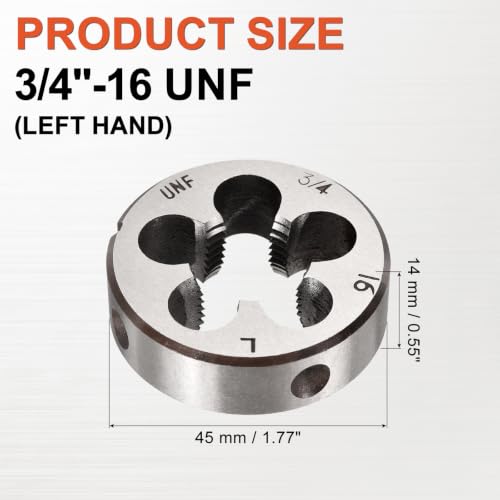 3/4"-16 UNF Round Threading Die Left Hand Alloy Steel - size: 3/4"-16 UNF