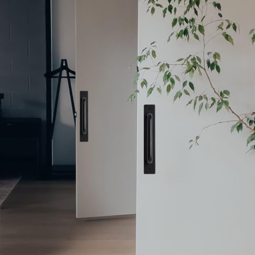 2 Pcs Black Aluminium Alloy Sliding Closet Door Handle - size: 5.8 Inch