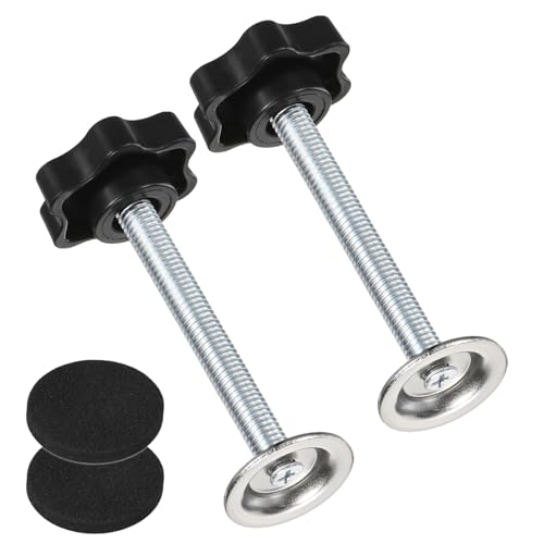 M METERXITY 2-Pack Star Handle Hand Screws, M8x65mm Carbon Steel Thread Star Clamping Knobs with Screws, Pressure Plate and Rubber Pad for Woodworking/Mechanical Equipment [Black] - size: M8 x 65mm
