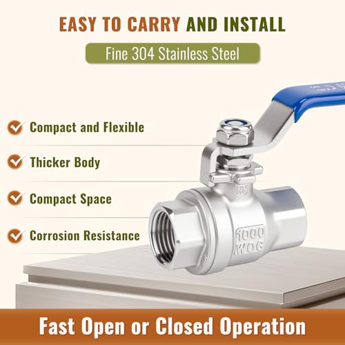 3/4 inch Ball Valve 2 Pack Full Port Female NPT Thread Shut Off Valve - size: 3/4 Inch