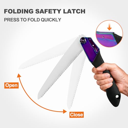 8 Inch Folding Pruning Saw, SK5 Steel Hardened Blade, Non-Slip TPR Handle Portable Hand Saw for Tree Trimming, Wood Cutting, Camping, Wilderness Survival - size: 8Inch
