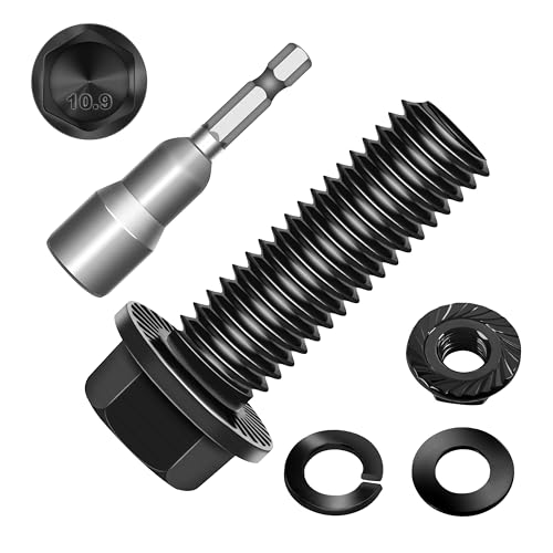(10Sets) M10 Bolt x 30mm Flanged Hex Head Bolts, External Flange Hex Drive M8 Screws, Class 10.9 Black Zinc Plated Alloy Steel Metric M10x1.5 Bolts Kit - color: Black-M10, size: 30mm