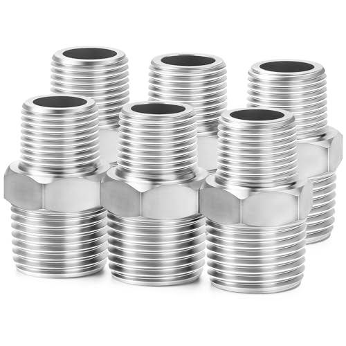 ChillWaves 304 Stainless Steel Pipe Fitting, Reducer Hex Nipple 3/4" NPT Male x 1/2" NPT Male Thread Adapter(6-PACK) - size: 3/4" NPT x 1/2" NPT