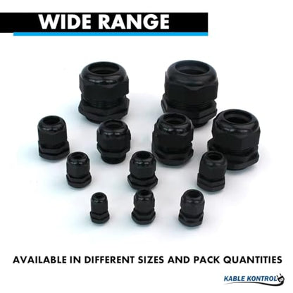 Kable Kontrol Nylon Cable Glands 3/8” Straight Gland 18 NPT 50 Pcs Cord Grips, Strain Relief, Waterproof Joint Wire Protectors for Industrial Use, Flame Retardant, RoHS Compliant - size: 0.38" - 18 NPT - 50 Pcs