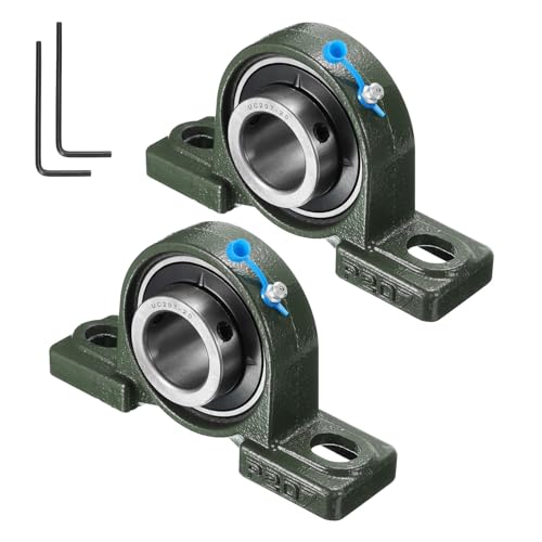 uxcell 2pcs UCP207-20 Pillow Block Bearings 1-1/4 inch Bore Self Alignment, Solid Cast Iron Base Mounted Chrome Steel Bearings - size: UCP207-20