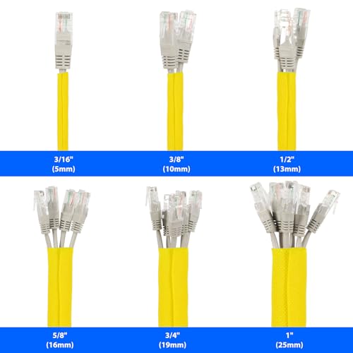 Split Wire Loom, 20ft Automotive Cable Protector Sleeve, Flexible Braided Cable Sleeves High Temperature Cable Management (Yellow, 1") - color: Yellow, size: 1"