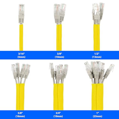 Split Wire Loom, 20ft Automotive Cable Protector Sleeve, Flexible Braided Cable Sleeves High Temperature Cable Management (Yellow, 3/16") - color: Yellow, size: 3/16"