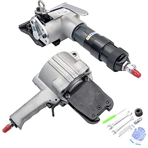 Pneumatic Steel Strapping Tools Metal Banding Machine Heavy Duty Tensioner and Cutter Sealer for 1.25inch（32mm）Width Metal Belt, Portable Packaging