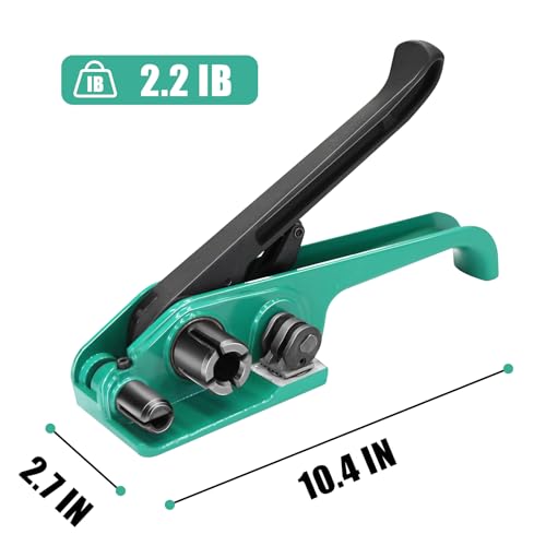 Heavy Duty Banding Strapping Tensioner & Cutter Manual Packaging Tools Windlass for 1/2"-3/4" Width Polyester Poly Strap(Green) - color: PET green, size: 1/2-3/4in