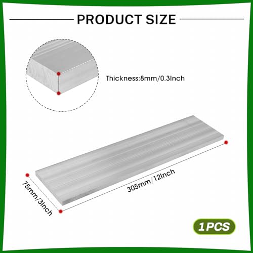 6061 Aluminum Flat Bar, 0.3" Thickness X 3" Width X 12" Length Aluminum Flat Plate, Solid Aluminum Bar for Crafting, Industrial Building - size: 0.3" X 3" X 12"