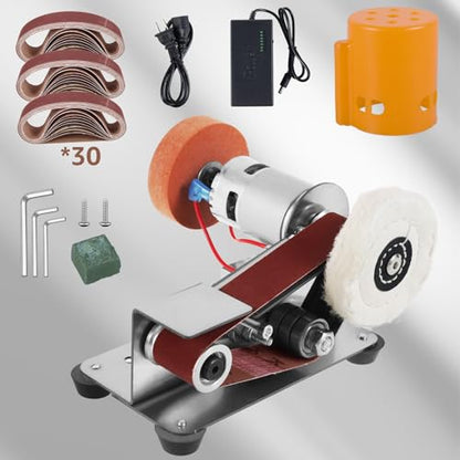 Mini Sander, 15 Electric Grinder, 7-Speed Knife Sharpener, Heavy Duty Sander w/30 Sanding Belts, Electric Grinding Machine for Metal Jewelry