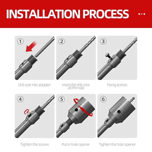 HUHAO Professional 3-1/8" (80mm) Concrete Hole Saw with 330mm Round Shank, Masonry Hole Cutter Set for Concrete, Brick, Cement, Stone, Wall Drilling - size: 3-1/8"(80mm)