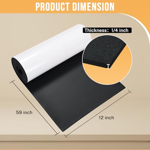 MYFULLY Neoprene Foam Sheet 12" x 59" x 1/4" Adhesive Backing Roll - size: 12 in x 59 in x 1/4 in