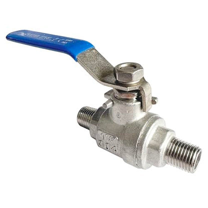 1/4 inch Male to Male Thread Ball Valve 304 Stainless Steel Full Port NPT Thread Ball Valves WOG1000 - size: 1/4 inch