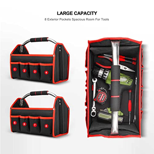 HAUTMEC 13 Inch Tool Bag, Foldable Open Top Tool Bag with Stiff Frame, Heavy-Duty Tool Tote with Padded Handle, Water-Resistant Base, Portable Tool Organizer for DIY & Jobsite Use – TB0001 (Pack of 3) - size: 13-Inch (Pack of 3), style: Foldable