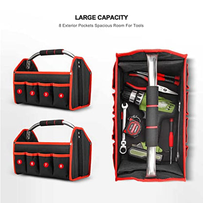HAUTMEC 13 Inch Tool Bag, Foldable Open Top Tool Bag with Stiff Frame, Heavy-Duty Tool Tote with Padded Handle, Water-Resistant Base, Portable Tool Organizer for DIY & Jobsite Use – TB0001 (Pack of 3) - size: 13-Inch (Pack of 3), style: Foldable