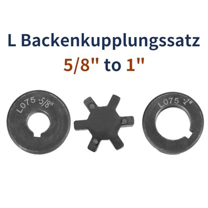 uxcell 5/8" to 1" L075 Flexible 3-Piece L-Jaw Coupling Coupler Set & Buna-N NBR Rubber Spider for Log Splitter Hybrid Equipment - size: 5/8" to 1"