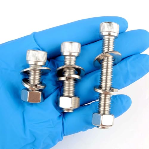 5/16-18 x 3" Socket Head Cap Screws Allen Hex Bolts with Hex Nuts and Flat & Lock Washers, 304 Stainless Steel Machine Thread, 8Sets Silver - color: Silver, size: 5/16-18 x 3" (8Sets)