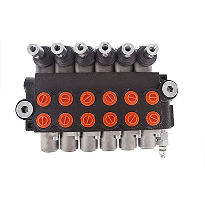 6 Spool Adjustable Hydraulic Double Acting Control Monoblock Valve for Tractor Loader, 11GPM, 3600 PSI