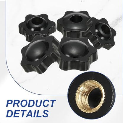 PATIKIL M6 x 32mm Thread Star Knobs, 4 Pcs 6 Star Knurled Tightening Screw Clamping Knob Handle for Umbrella Base Replacement, Black - color: Black, size: 6mm x 32mm
