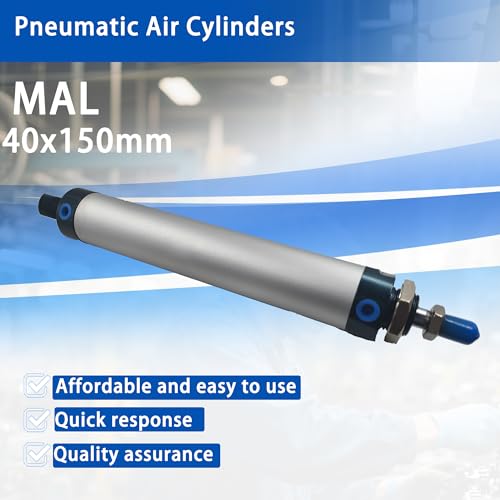 CG WEITENG Pneumatic Mini Pneumatic Cylinder MAL Single Rod Aluminum Double Acting Pneumatic Cylinder 40mm Bore 150mm Stroke(MAL40x150) - color: MAL-40 mm, size: 150 mm