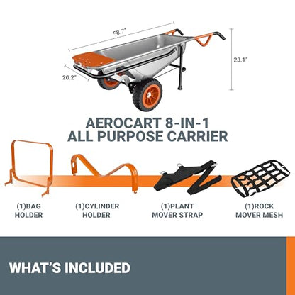 WORX Wheelbarrow Heavy Duty Dolly, 8-in-1 Aerocart Garden Cart, WG050 - size: Aerocart, style: Tools