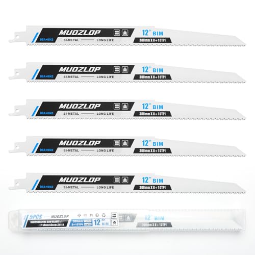 5Pack 12inch 8+10TPI Metal Reciprocating Saw Blades Set - size: 8+10TPI/12 inch