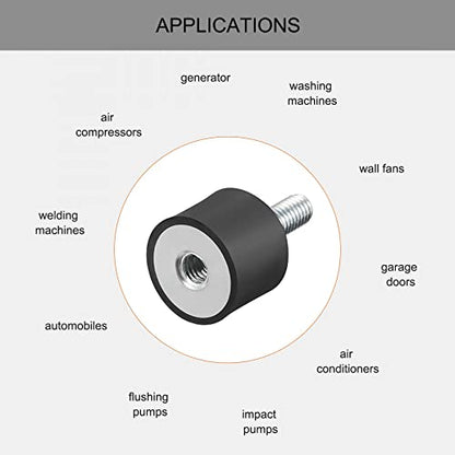 uxcell M6 Male Female Rubber Mounts, 1pcs Shock Absorber, for Motor Generator Compressor Garage Reverse Osmosis Pump Impact Air Generator Car Bobbins, D20mmxH15mm - size: M6*18 D20*H15