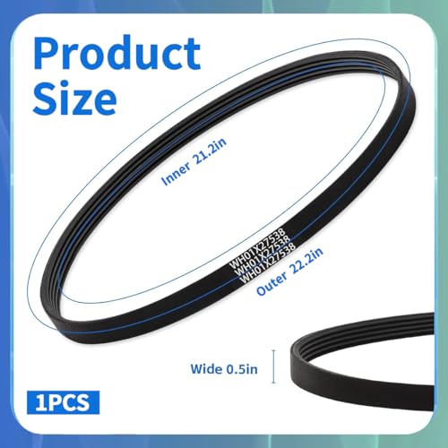 WH01X27538 Washer Drive Belt Replacement for GE/Hotpoint Washing Machines Parts AP6328256, PS12299369, 4587903, 290D1101P005, Industrial V-Belt Washer Motor Replacement Accessories (1 Pack) (darkish) - color: darkish