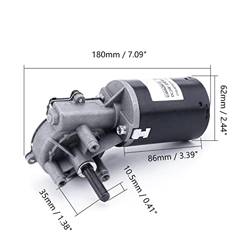 Fielect DC 24V 52RPM Reversible Worm Geared Motor High Torque Electric Gear Motor Turbine Worm Gear Box Reduction Motor, Left Shaft GW6280 - size: 24V 52RPM
