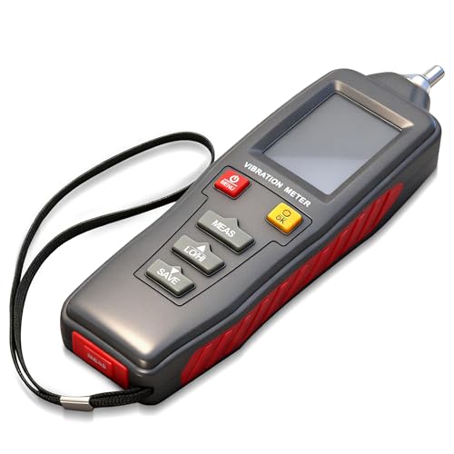 Vibration Meter Digital Vibration Meter Measures 0.1~199.9m/s² Acceleration, 0.001~1.999mm Displacement & 0.1~199.9mm/s Velocity Vibration Detector Used for Industrial (Model AMF116) - style: Model 3