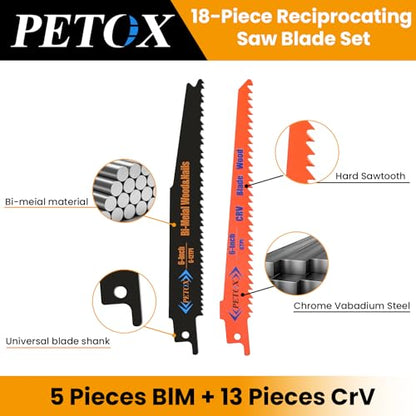 18-Piece Reciprocating Saw Blades Set, Metal Wood Plastic Cutting Saw Blade - size: 18 Count (Pack of 1)