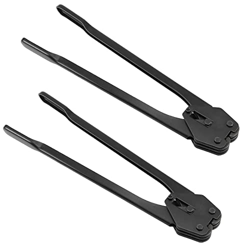 2 PCS 20'' Black Strapping Sealer for 1/2'' - 3/4'' Width Polypropylene and Polyester Strap, Heavy Duty Manual Banding Sealer Tools with Long Handle for Both Poly & Polyester Strap