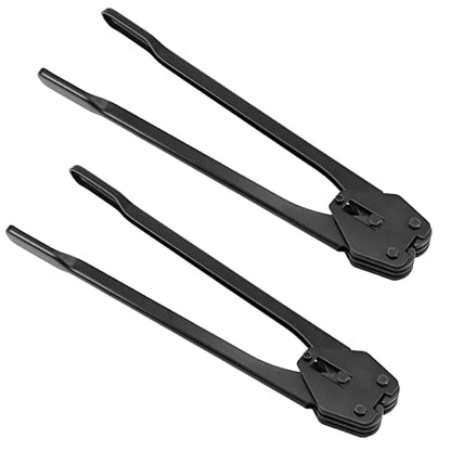 2 PCS 20'' Black Strapping Sealer for 1/2'' - 3/4'' Width Polypropylene and Polyester Strap, Heavy Duty Manual Banding Sealer Tools with Long Handle for Both Poly & Polyester Strap