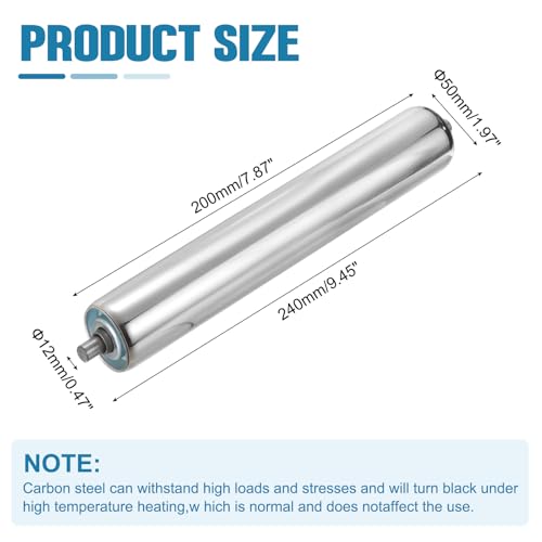 MECCANIXITY Stainless Steel Conveyor Roller 2" Diameter 8" Length Gravity Transmission Replacement Part Galvanized End (Silver) - size: 2"x8"