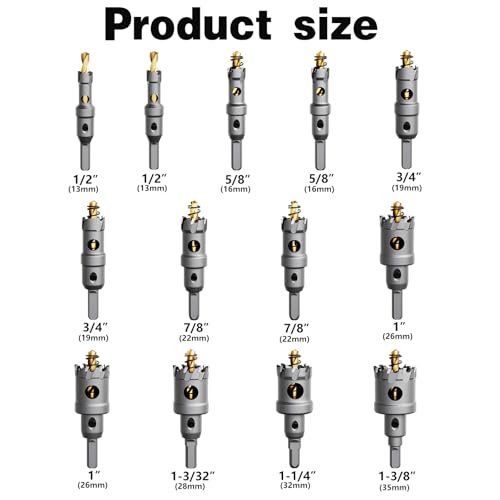 33PCS (1/2'' to 4'') Hole Saw kit for Metal,TCT Carbide Tipped Hole Saw Drill Bit Set for Hard Metal, Stainless Steel, Iron, Aluminum, Plastic. - size: 33PCS (1/2" to 4")