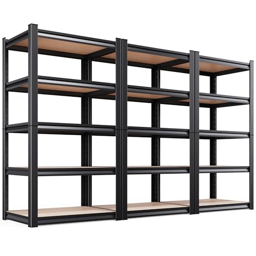 3-Pack Garage Shelving for Multi-Room Home Storage & Organization, 71"H x 32"W x 14"D 5-Tier Adjustable Metal Storage Rack for Tools, Household Items, Garage, Workshop,Pantry&Basement Storage - size: 32"Wx14"Dx71.2"H