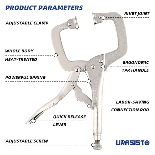 URASISTO 11-Inch C-Clamp Locking Pliers, Heavy Duty Welding C Clamp Pliers with Swivel Pads, Premium Alloy Steel Construction, Quick Release, Fit for Clamping Welding, Woodworking (Pack of 3) - size: 11-Inch C-Clamp Locking Pliers (Pack of 3)