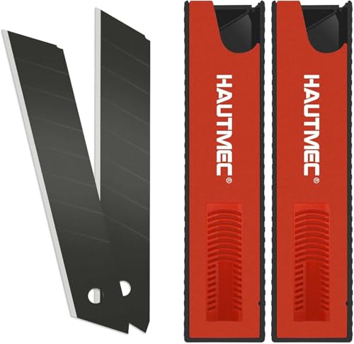 HAUTMEC 20PCS 18mm SK2H Ultra Sharp Snap Off Blades, Retractable Black Utility Knife Replacement Blades, Sharper SK2H Heavy Duty, Creative Safety Box, for Box, Carpet, Rope HT0144-20PC - color: 18mm 20pc