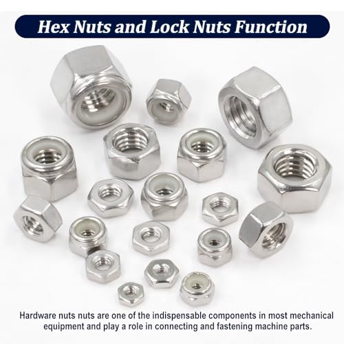 ZQZ 345Pcs SAE Hex Nut & Lock Nuts Assortment Kit (#4-1/2) Hardware Nut Set - size: SAE Hex Nuts & Locknuts Assortment;345 PCS