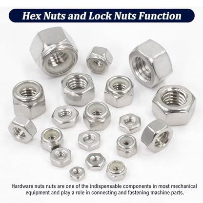 ZQZ 345Pcs SAE Hex Nut & Lock Nuts Assortment Kit (#4-1/2) Hardware Nut Set - size: SAE Hex Nuts & Locknuts Assortment;345 PCS
