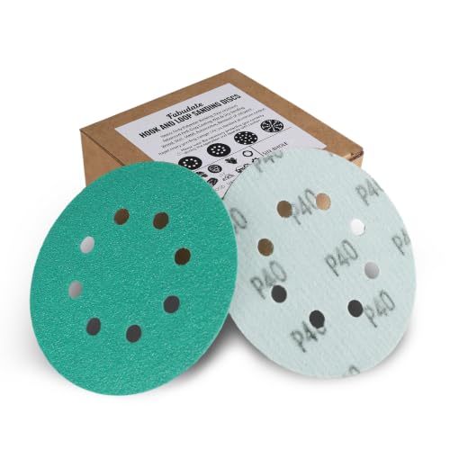 5 Inch 8 Hole 40 Grit Hook&Loop Wet/Dry Heavy-Duty Sanding Discs 40PK - size: 40 Grit