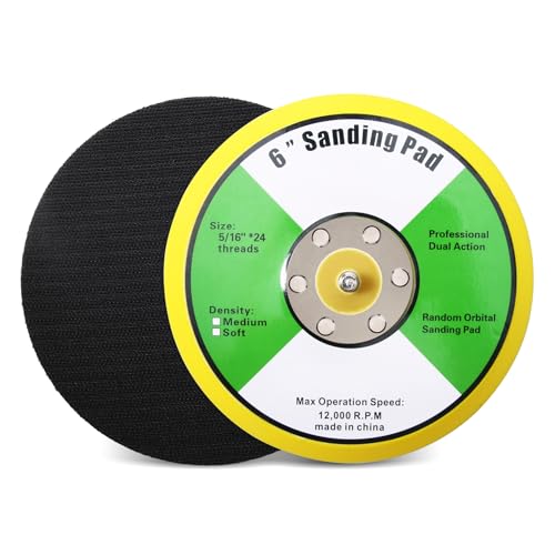 1Pcs 6in Hook and Loop Flexible Backing Pad, 6" Sanding Back Pad 5/16" 24 Thread for Air Orbital Sander and Pneumatic Polisher - style: 6inch