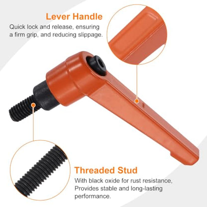 uxcell Clamping Lever Handles for Lathe, M6x12mm Male Thread Orange - size: M6x12mm