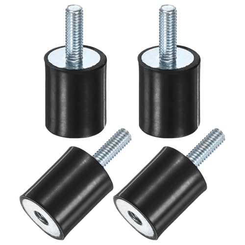 M METERXITY 4-Pack Rubber Mounts D20mmxH25mm Male/Female Vibration Isolators Cylindrical Absorber W M6 x 18mm Studs for Air Compressor/Car/Pump/Boat/Garage Motor/Bobbins Rubber Isolators - size: M6 x 18mm, 20mm x 25mm