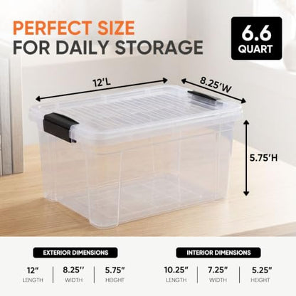 Superio 6.6 Quart Clear Plastic Storage Boxes with Lids, Stackable Organizer Containers, BPA-Free Storage Bins for Home, Office, School & Dorm, 1 Pack - size: 6.6 Quart