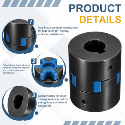 MECCANIXITY L075 Flexible Shaft Coupling 3/8" to 3/4" Bore Coupler Set - size: 3/8" to 3/4" Bore