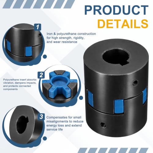 MECCANIXITY L075 Flexible Shaft Coupling 3/4" to 1" Bore Coupler Set - size: 3/4" to 1" Bore